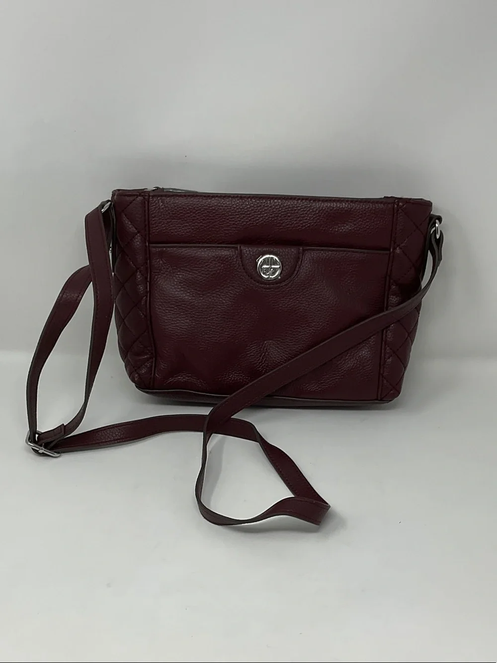 Giani Bernini Quilted Pebble Leather Crossbody - Burgundy